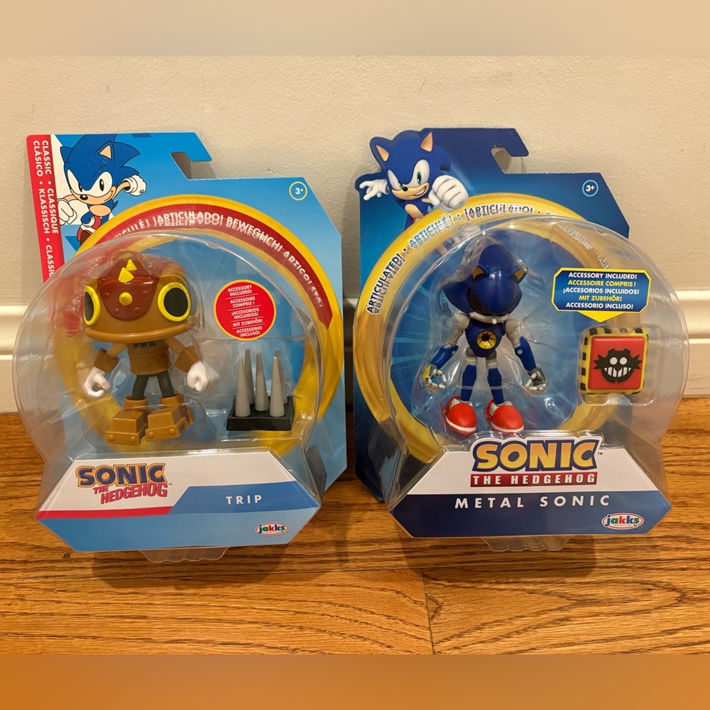 Jakks Sonic The Hedgehog METAL SONIC w/ Trap Spring & TRIP w/ Spike *Lot Of 2*
